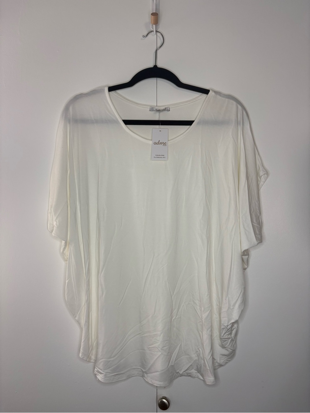 adore White Draped Short Sleeve Women's Top M/L